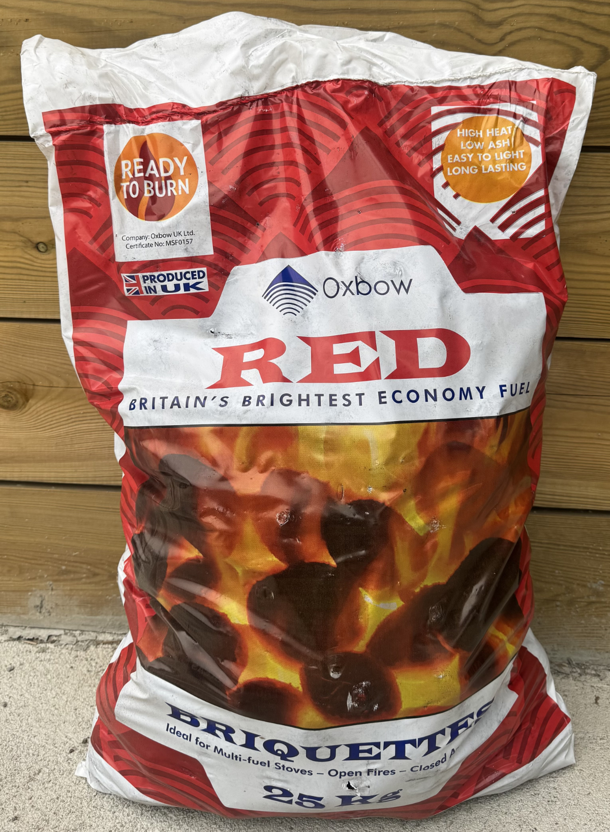 bag of oxbow red economy fuel briquettes